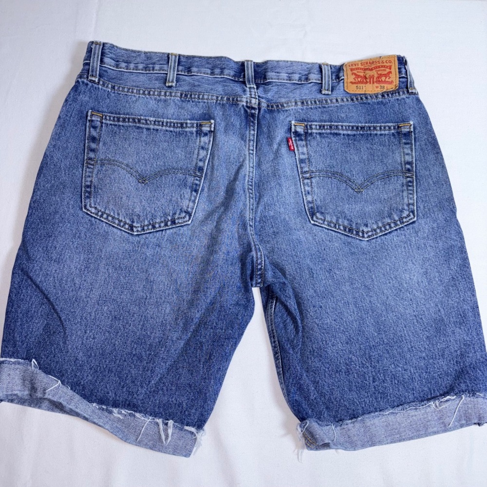 Levi's 511 Slim Fit Shorts 38" Blue Good Distressed Cut Off Denim 511-385550289